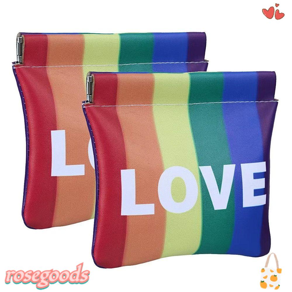 Túi Đựng Mỹ Phẩm Son Môi Chìa Khóa Tự Động Đóng Màu Cầu Vồng