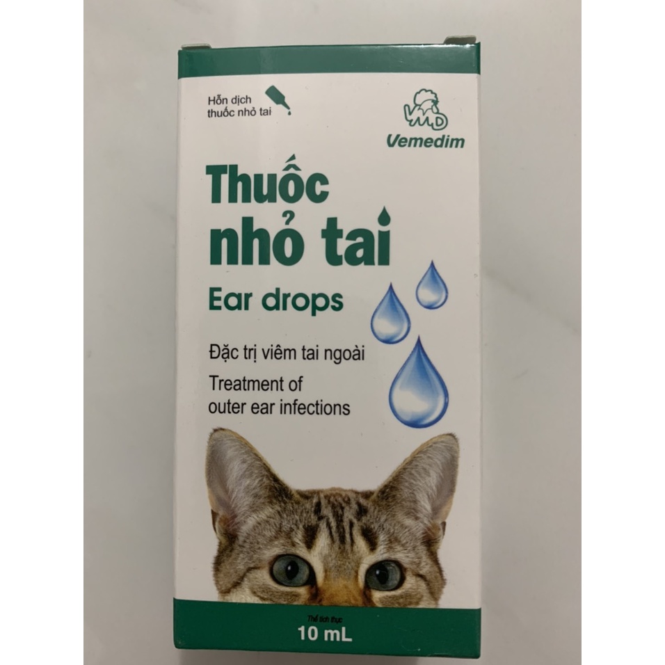 Dung dịch nhỏ tai Ear drop- Vemedim giảm viêm tai ngoài cho chó mèo 10ml