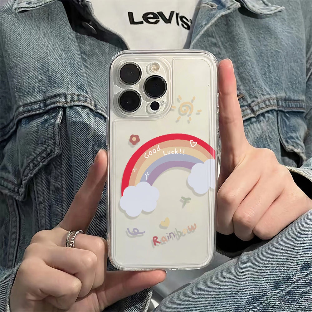 ✅Ốp Điện Thoại Mềm Chống Sốc Họa Tiết Cầu Vồng Đơn Giản Cho Iphone 12 13plus 14pro 11 Max 6S 78