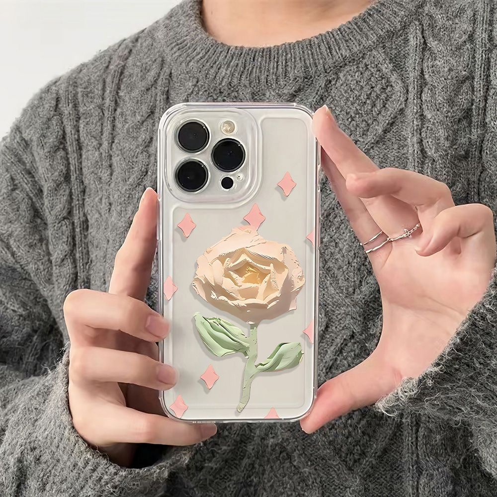 ✅Ốp Điện Thoại Mềm Chống Sốc Họa Tiết Hoa Hồng Đơn Giản Cho Iphone 78Max 136In14Pro 12 11 XSON