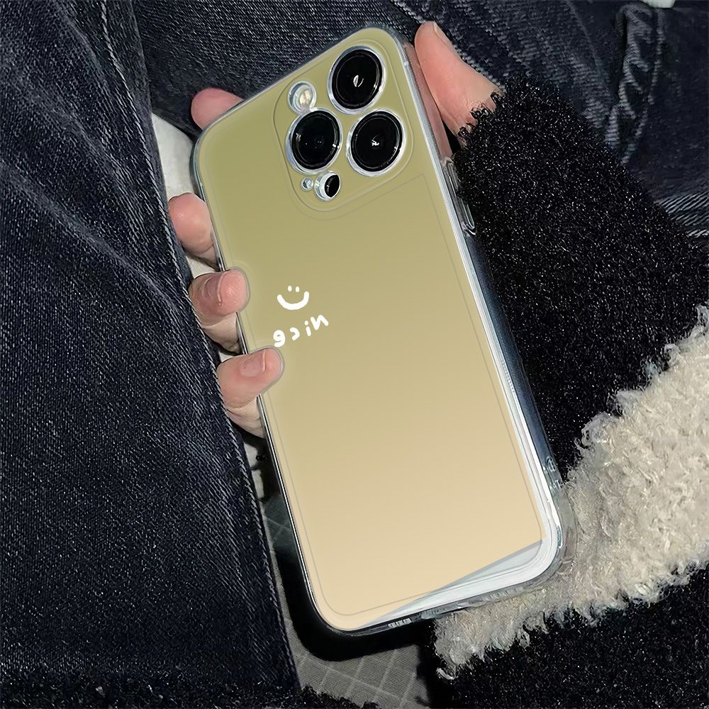 ✅Ốp Điện Thoại Phong Cách Tối Giản Cho iPhone121114Ốp Điện Thoại Mềm Chống Sốc Họa Tiết Mặt Cười Màu Gradient 13786ins WXQ8