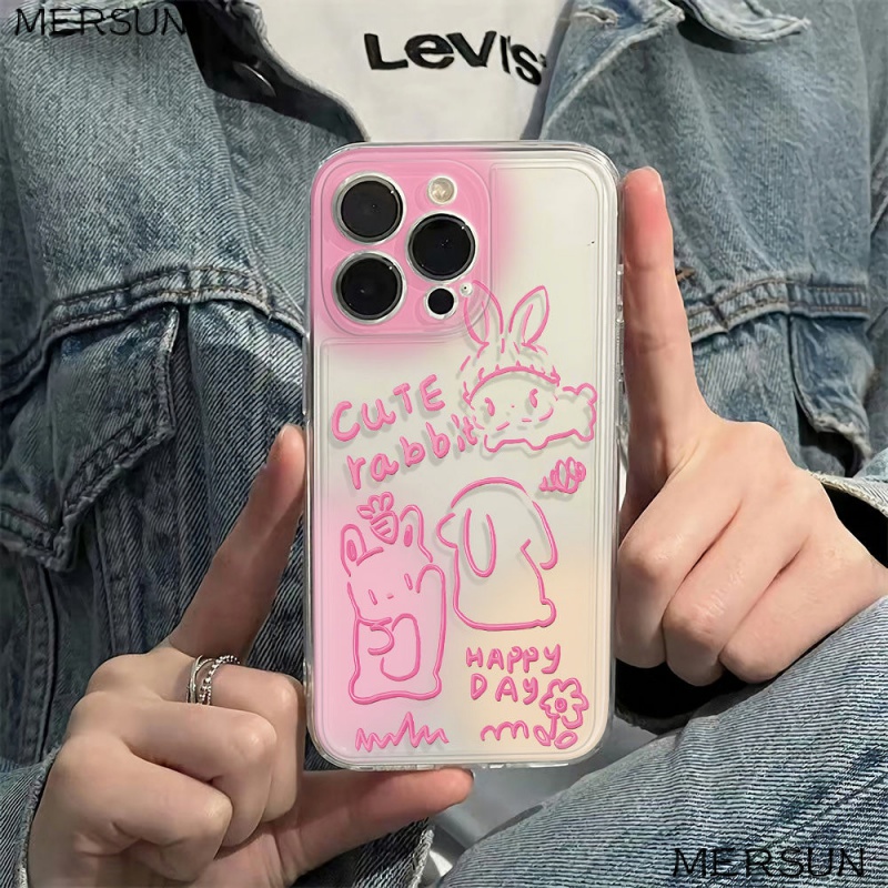 ✅Ốp Điện Thoại Mềm Chống Sốc Họa Tiết Thỏ Graffiti Đơn Giản Cho Iphone 13 78 14pro 11 126Inch