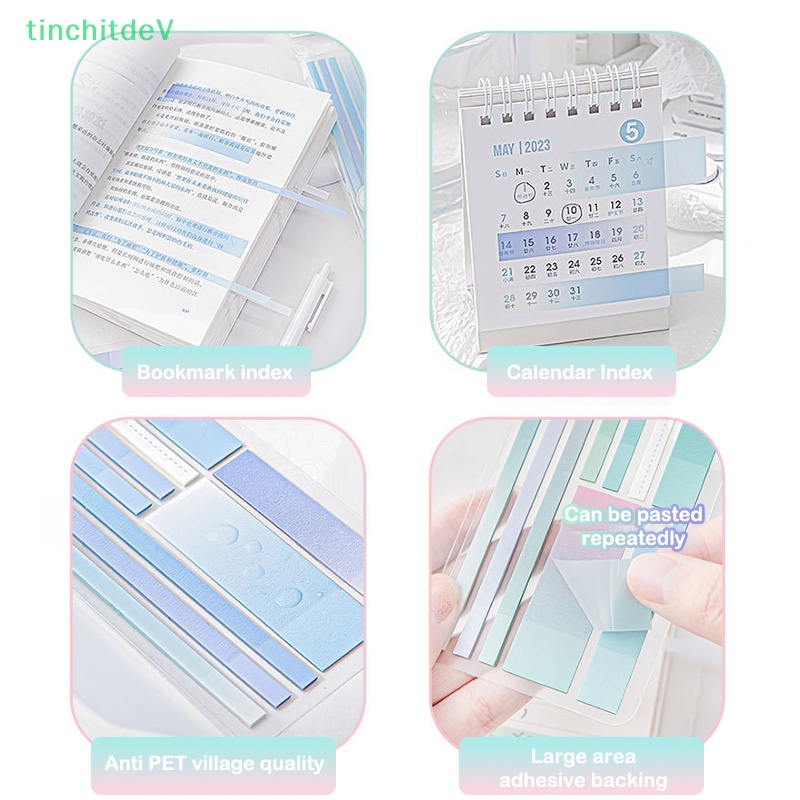 [TinchitdeV] Set 225 Tờ Giấy Ghi Chú Dính Trong Suốt Nhiều Màu Sắc Gradient Đáng Yêu Cho Học Sinh [Mới]