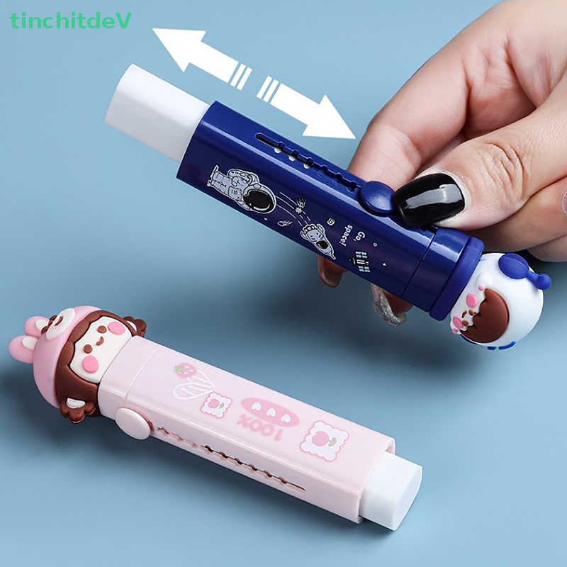 1 Bộ Gôm Tẩy Bút Chì Thiết Kế Dạng Đẩy Họa Tiết Hoạt Hình Dễ Thương Kèm Lõi Cao Su Thay Thế Cho Học Sinh / Văn Phòng [Mới]