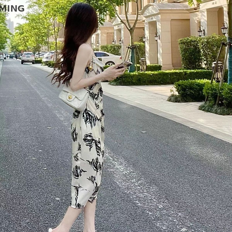 Đầm Midi Hai Dây Ôm Ngực Thanh Lịch Cho Nữ