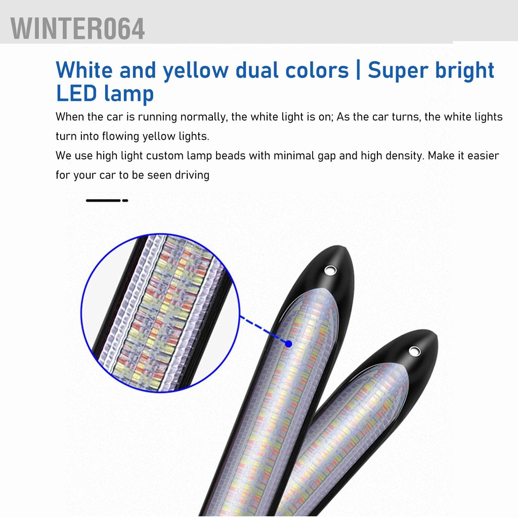 Winter064 2 Chiếc Đèn Pha Dải Chạy Ban Ngày LED Tín Hiệu Hai Màu Trắng Và Vàng