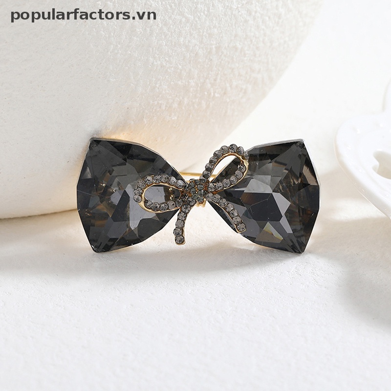 Ghim Cài Áo Hình Nơ Đính Đá Pha Lê &amp; Ngọc Trai Thời Trang Cho Nữ