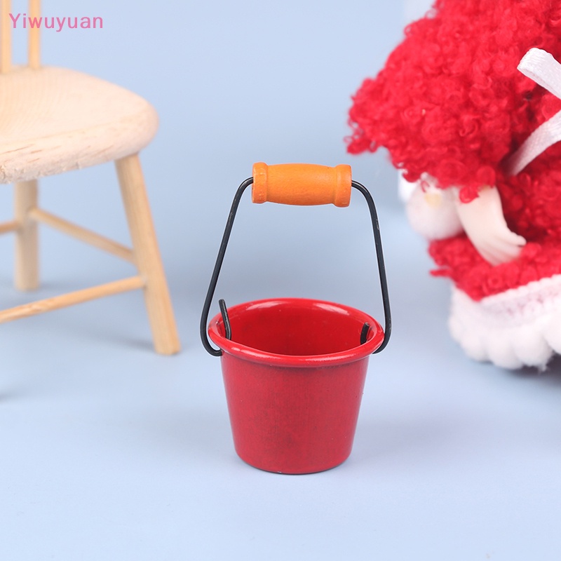 < Yiwuyuan > Xô Nước Mini Màu Đỏ Nhỏ Gọn Phụ Kiện Nhà Búp Bê Mới