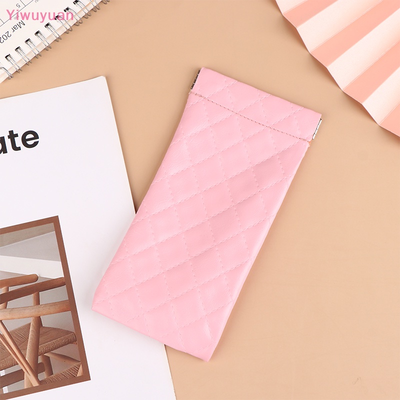 < Yiwuyuan > Túi Đựng Mắt Kính Bằng Da PVC Mềm Chống Nước Có Khóa Lò Xo Đựng Tiền Xu al Mới