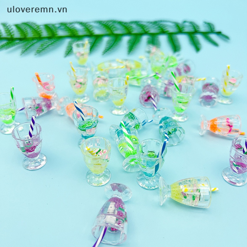 Set 2 Ly Thủy Tinh Màu Sắc Tươi Sáng Mini Bằng Nhựa Resin Trang Trí Phong Cảnh