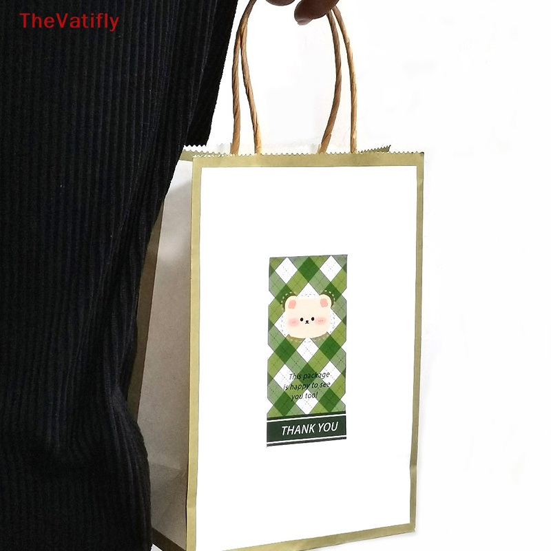 Bộ 50 Miếng Dán Hình Chữ Nhật 10CM * 5CM In Họa Tiết Gấu / Chữ Thank You Dùng Gói Quà