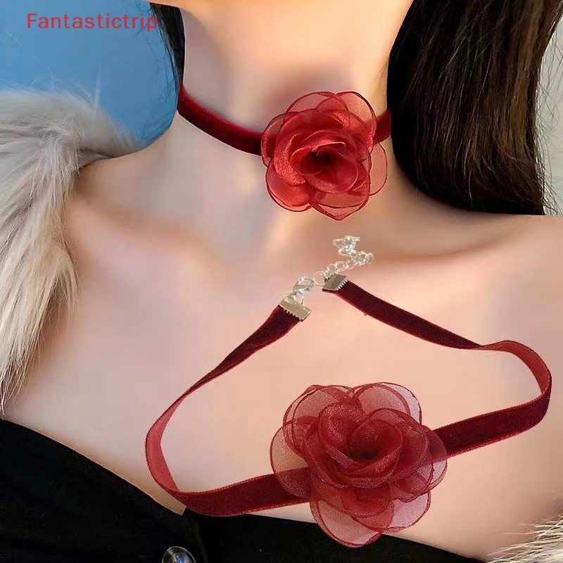 Vòng Cổ Choker Vải Thắt Nơ Hoa Phong Cách Gothic Giản Dị Thời Trang Dành Cho Nữ Đi Tiệc Cưới Mới
