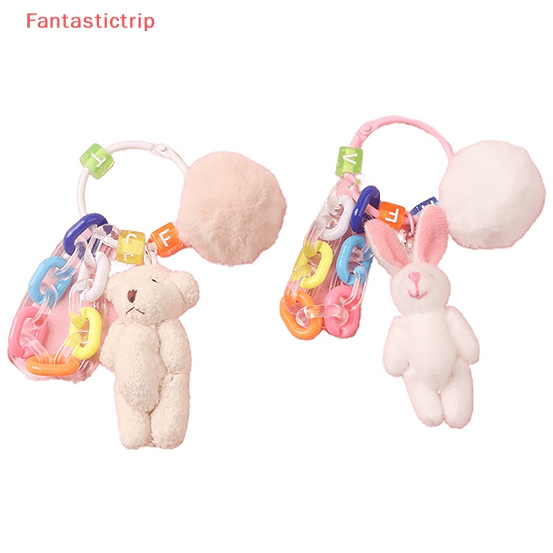 [Fantastictrip] Móc Chìa Khóa Hình Thỏ / Gấu Nhồi Bông Dễ Thương Trang Trí Ba Lô / Ô Tô Mới