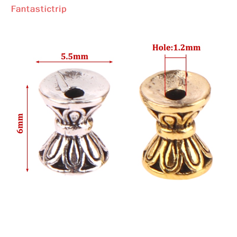 Set 10 Hạt Xâu Chuỗi Hai Mặt Hình Hoa Sen 6 X 5.5Mm Phong Cách Vintage Làm Trang Sức Thủ Công Mới