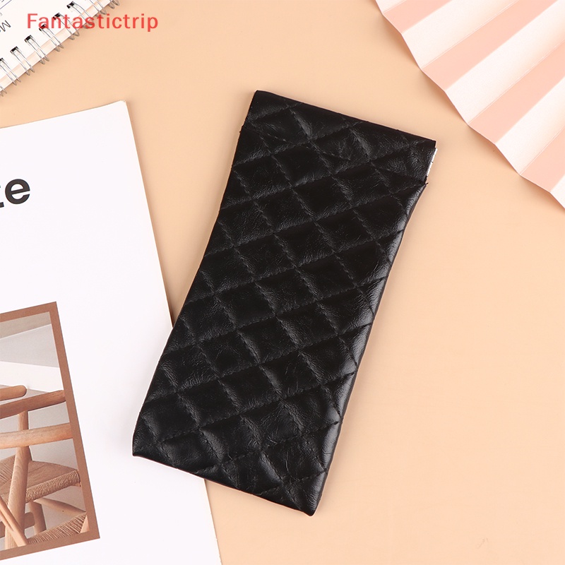 [Fantastictrip] Túi Đựng Mắt Kính Bằng Da PVC Mềm Chống Thấm Nước Có Kẹp Lò Xo Đựng Tiền Xu al Mới