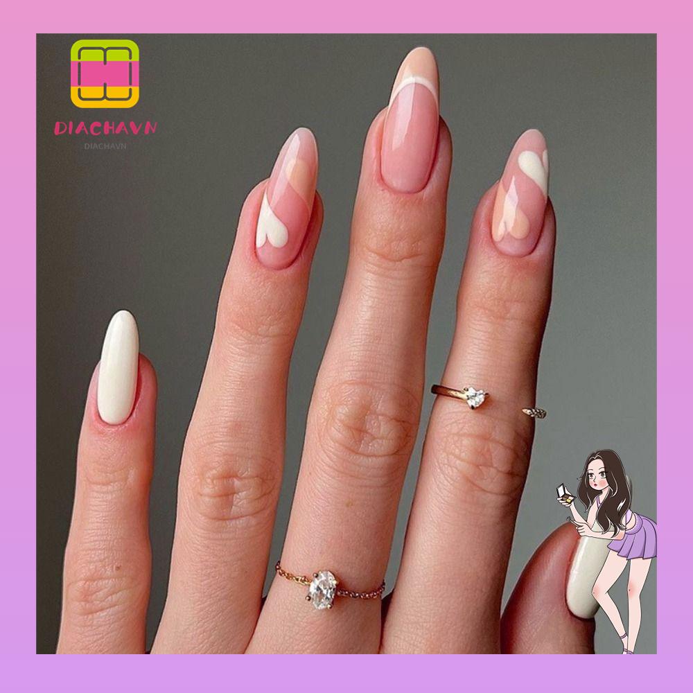 Set 24 Móng Tay Giả Hình Trăng Sao Có Thể Tháo Rời