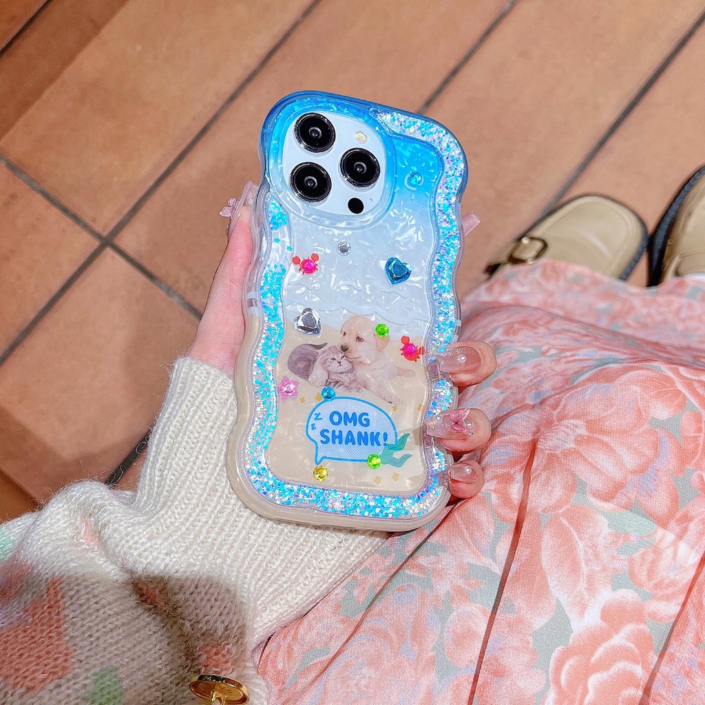 Ốp Điện Thoại TPU Dẻo Họa Tiết Chú Chó Có Nước Kim Tuyến Lấp Lánh Cho iPhone 12 13 14 Pro Max
