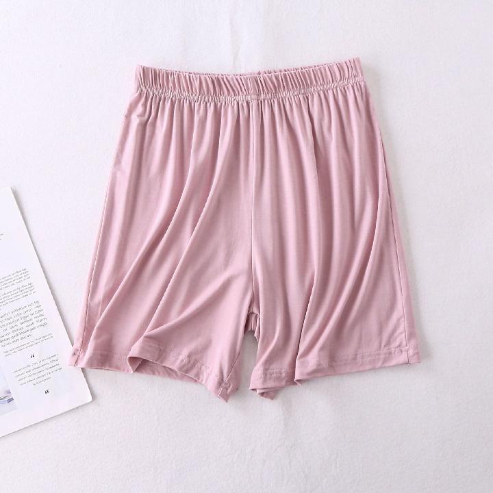 Bộ Đồ Ngủ Tay Ngắn Mỏng Màu Trơn Có Miếng Lót Ngực Mẫu Mới 2023 Thời Trang Mùa Hè Cho Nữ