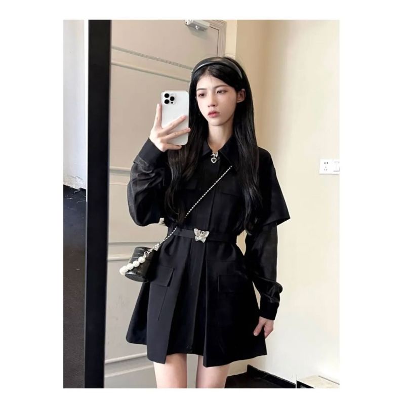 Matsumoto Funeral Váy Yếm Kèm Áo Khoác Váy Thiết Kế Nhỏ Nhắn Phong Cách Mới