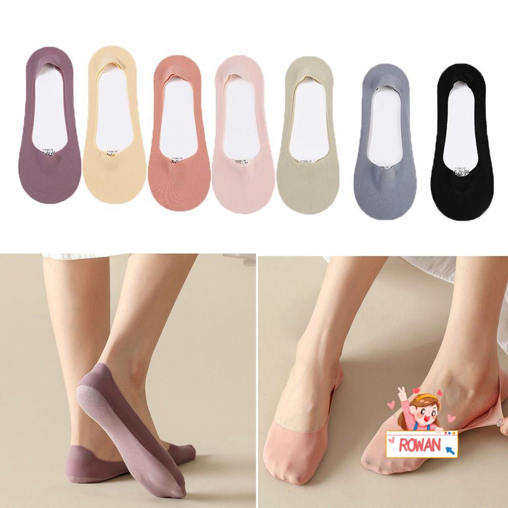 Set 5 Đôi Vớ Lụa Vô Hình Thoáng Khí Chống Trượt Màu Sắc Đơn Giản