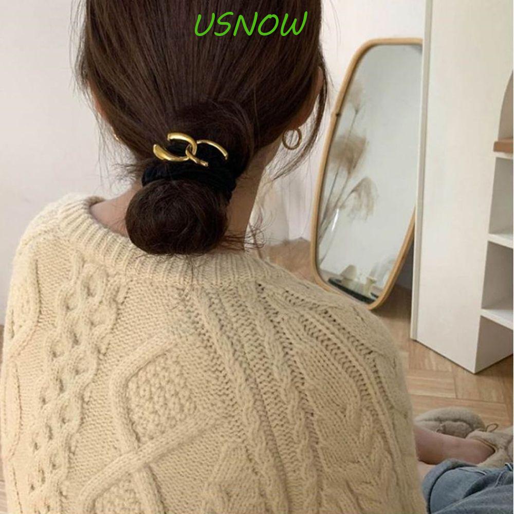 Dây Buộc Tóc Hai Lớp Mặt Kim Loại Đơn Giản Phong Cách Hàn Quốc