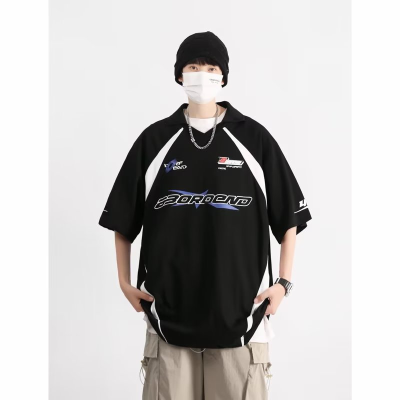 Áo Thun polo Tay Ngắn Phong Cách Retro Mỹ Cá Tính