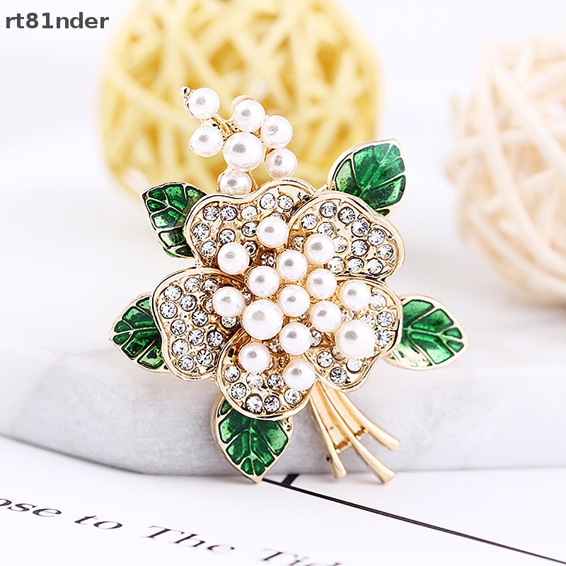 Rt Ghim Cài Áo Tráng Men Hình Hoa Lá Đính Đá Ngọc Trai Sáng Tạo Thời Trang Chất Lượng Cao Cho Nữ n