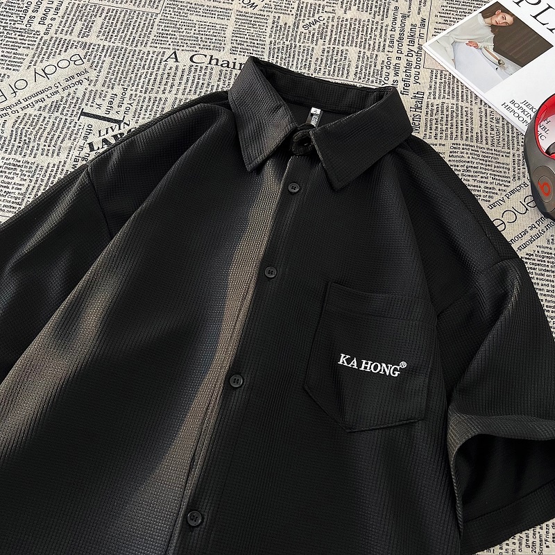 Áo Sơ Mi Tay Ngắn Dáng Rộng Phong Cách Nhật Bản Đơn Giản Thời Trang Cho Nam