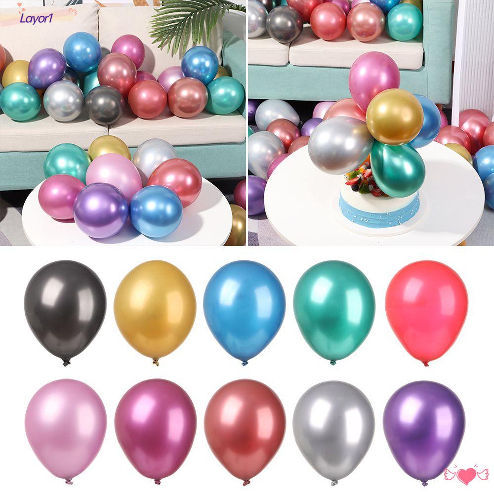 Set 1 50 Bong Bóng Cao Su 5 Inch Dày Dặn Màu Chrome Trang Trí Tiệc Cưới Cho Bé