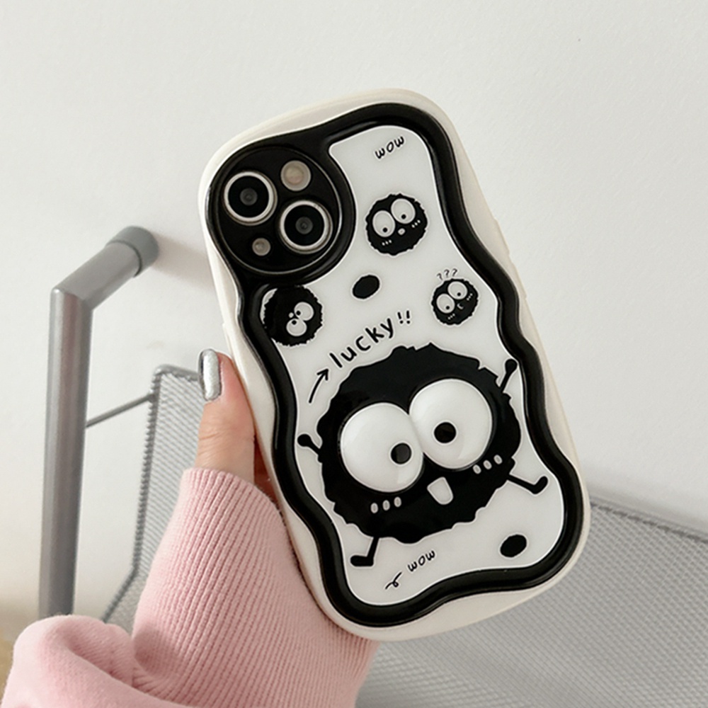 Ốp Điện Thoại Màu Đen Họa Tiết Hoạt Hình 3D Cho iPhone 14 Pro Max 14 13 Pro Max 12 Pro Max 11