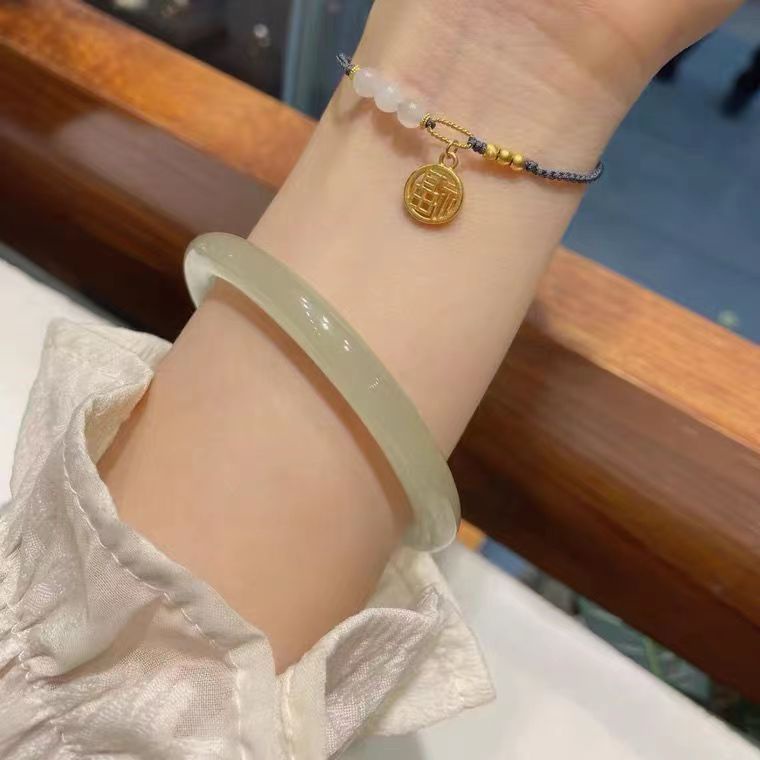 Vòng Tay Hạt Băng Tự Nhiên Hetian Qingbai Qingshui Hàng Chính Hãng Cho Nữ