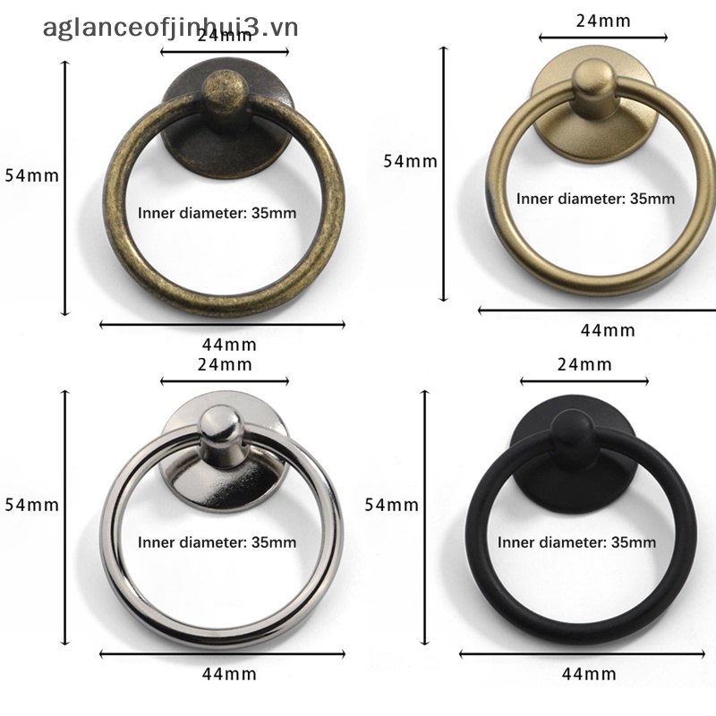 Set 2 Tay Nắm Cửa Hình Tròn Bằng Hợp Kim Phong Cách Vintage