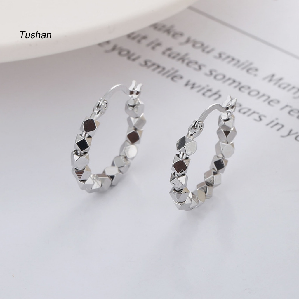 1 Đôi Bông Tai Xỏ Hạt Cườm Hình Vuông Phong Cách Hàn Quốc Dành Cho Nữ