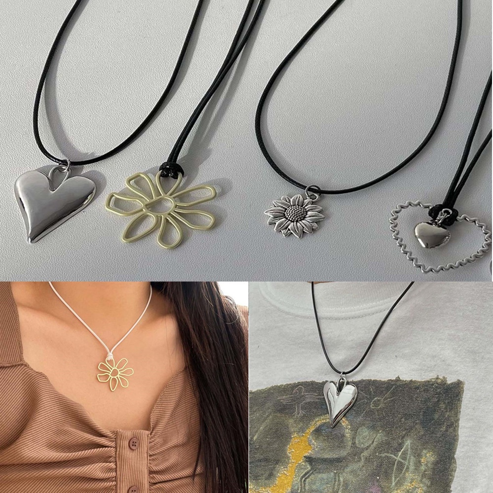 Vòng Cổ Choker Y2K Mặt Hình Hoa / Trái Tim Phong Cách Harajuku Tối Giản Thanh Lịch Dành Cho Nữ
