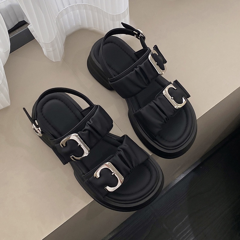 Ielgy Xăng đan Hở Ngón Gót Cao Vừa Phối Khóa Kim Loại Thoải Mái Dễ Phối Đồ Cho Nữ