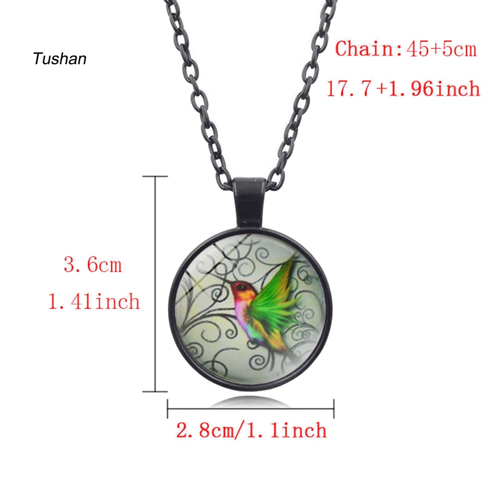 Vòng cổ Mặt Đá Cabochon Hình Chim Ruồi Xanh Thời Trang