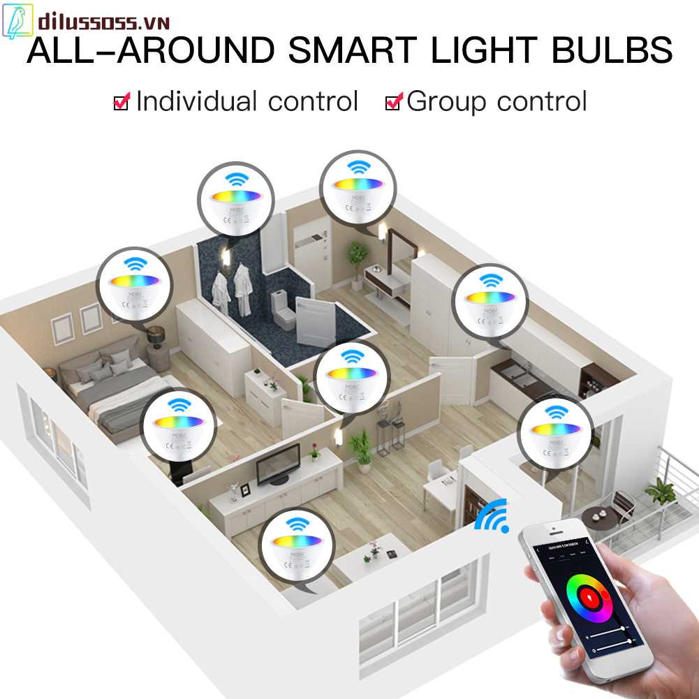 Bóng Đèn Thông Minh MoesHouse GU10 400LM Wi-Fi 2.4GHz RGB Thay Đổi Màu Sắc