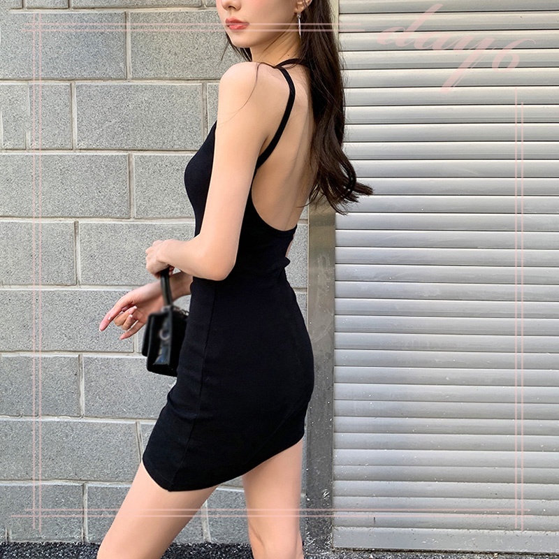 Đầm không tay dáng ôm Màu Trơn Thiết Kế Ôm Sát Tôn Dáng