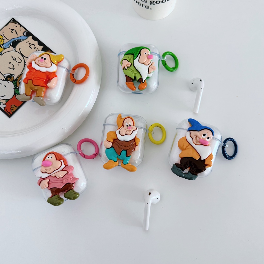 Vỏ Bảo Vệ Hộp Sạc Tai Nghe Bluetooth AirPods 1 2 3 Pro 2 2022 Bằng Silicon TPU Mềm Trong Suốt Họa Tiết Hoạt Hình Seven Dwarfs Dễ Thương