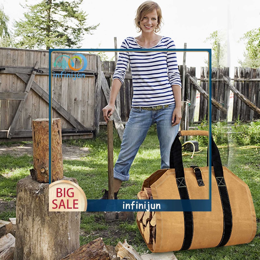 Túi Canvas Đựng Củi Gỗ Chống Rách Có Thể Gấp Gọn Tiện Lợi