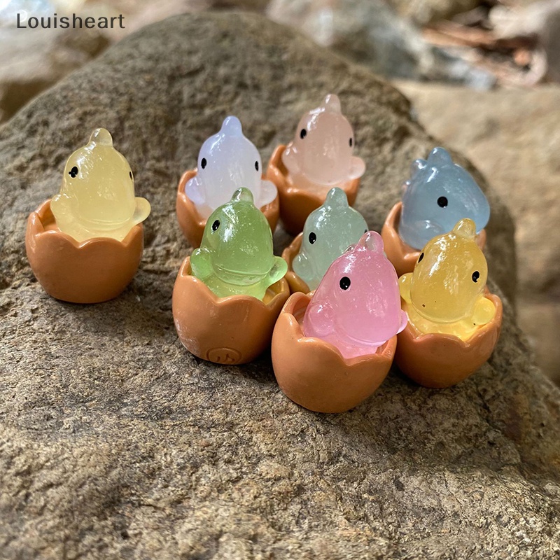 Bộ 2 Mô Hình Khủng Long Hoạt Hình Mini Bằng Nhựa Resin Phát Sáng Trang Trí Nhà Cửa / Xe Hơi