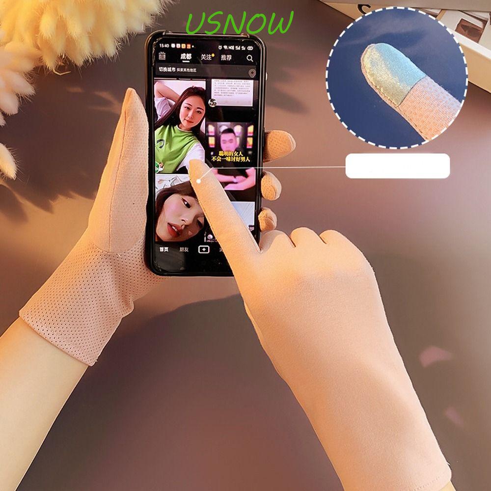 Găng Tay Cotton Năm Ngón Thoáng Khí Có Thể Chạm Màn Hình Cảm Ứng Dùng Khi Lái Xe Cho Nữ