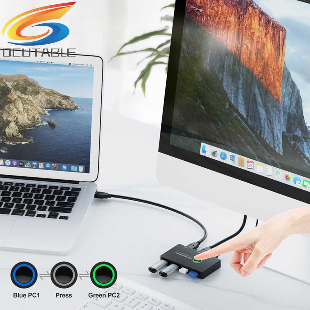 Công Tắc Một Nút KVM 2 Trong 1 Cho Máy in Cổng USB