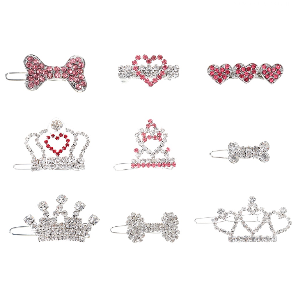 Set 9 Kẹp Tóc Nơ Đính Đá Cho Bé Gái