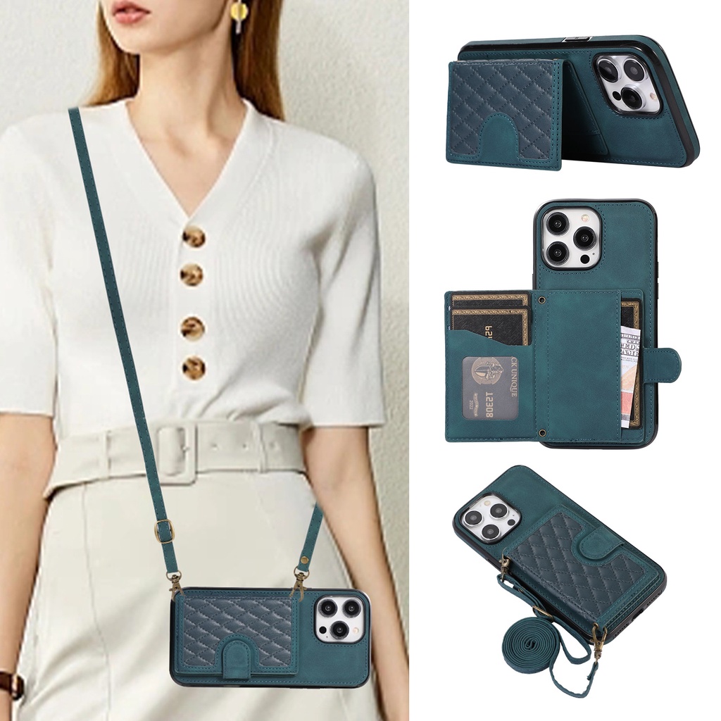 Cho iphone 15 pro max 15 pro 15 plus 14 pro max 13 Giá Đỡ Bao Da Điện Thoại Dạng Ví Có Ngăn Đựng Thẻ Và Dây Đeo Chéo