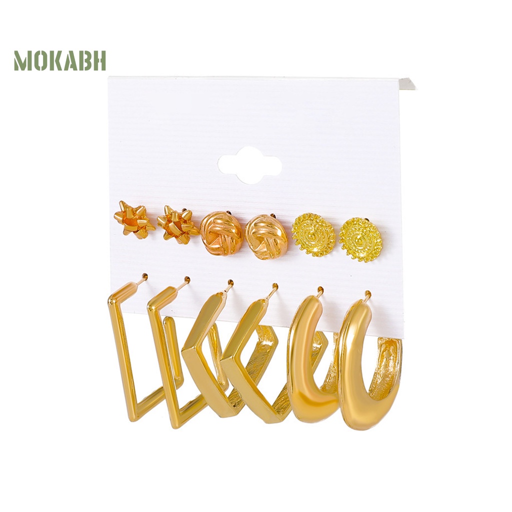 Set 6 Đôi Bông Tai Dạng Vòng Thời Trang Dành Cho Nữ