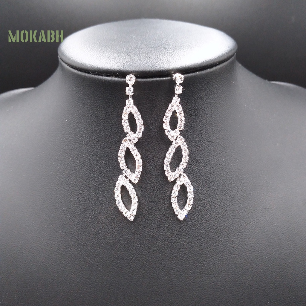 1 Bộ Vòng cổ + Bông Tai Hình Chiếc Lá Đính Đá Lấp Lánh Sang Trọng