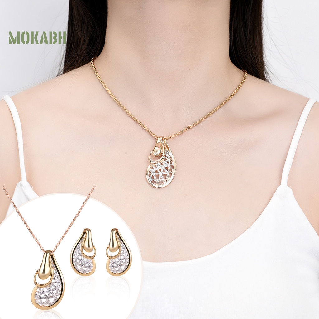 1 Set Vòng cổ Và Bông Tai Mạ Điện Thiết Kế Độc Đáo Thời Trang