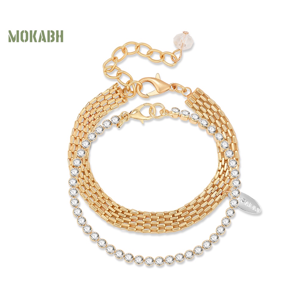 Vòng Tay Trong Suốt Đính Đá Mạ Điện Có Thể Điều Chỉnh Kích Thước Dành Cho Nữ