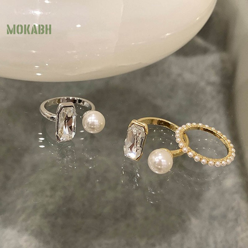 [Mới] Nhẫn Hở Đính Đá Zircon Ngọc Trai Nhân Tạo Không Phai Màu Điều Chỉnh Được Không Gây Dị Ứng Trang Trí Hợp Thời Trang